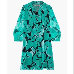 DIANE VON FURSTENBERG, Layla pintucked printed silk-chiffon mini dress, XS, Jade